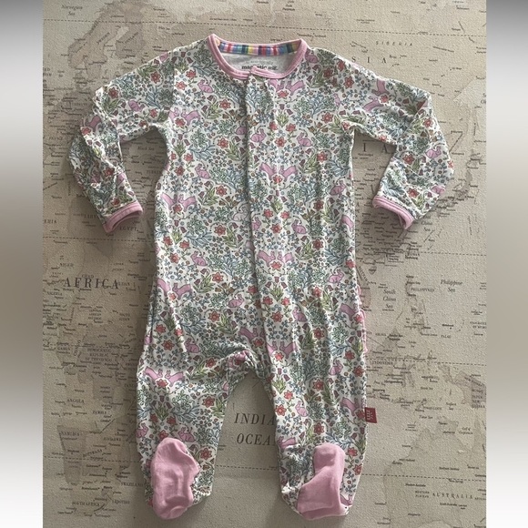 Magnetic Me Floral Pink Ruffle Kids One Piece 0-3mo - Picture 3 of 5